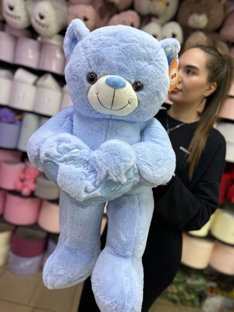 Мягкая игрушка Медведь голубой в небесном оттенке - фото 2